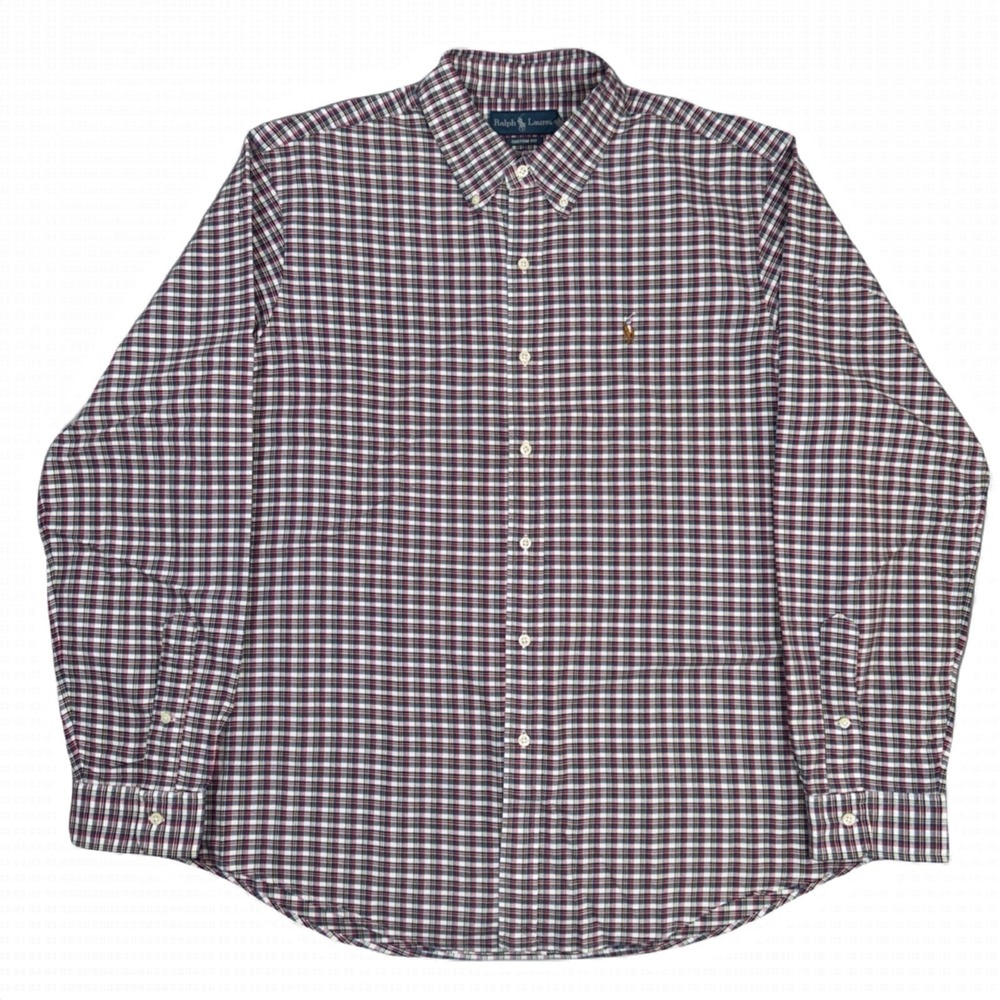 Ralph Lauren Mens XL Button-Down Custom Fit‎ Long Sleeve Plaid Flesh Pony Shirt - Picture 3 of 15